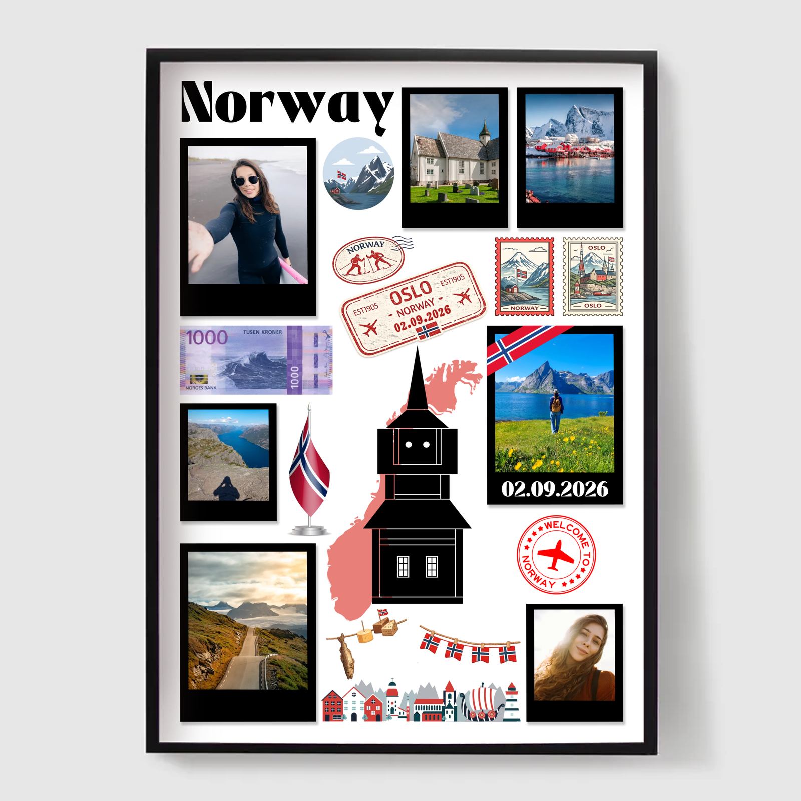 Personlig Poster - Resekollage - Norge