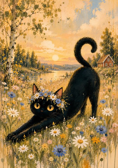 Poster - Katt i Äng