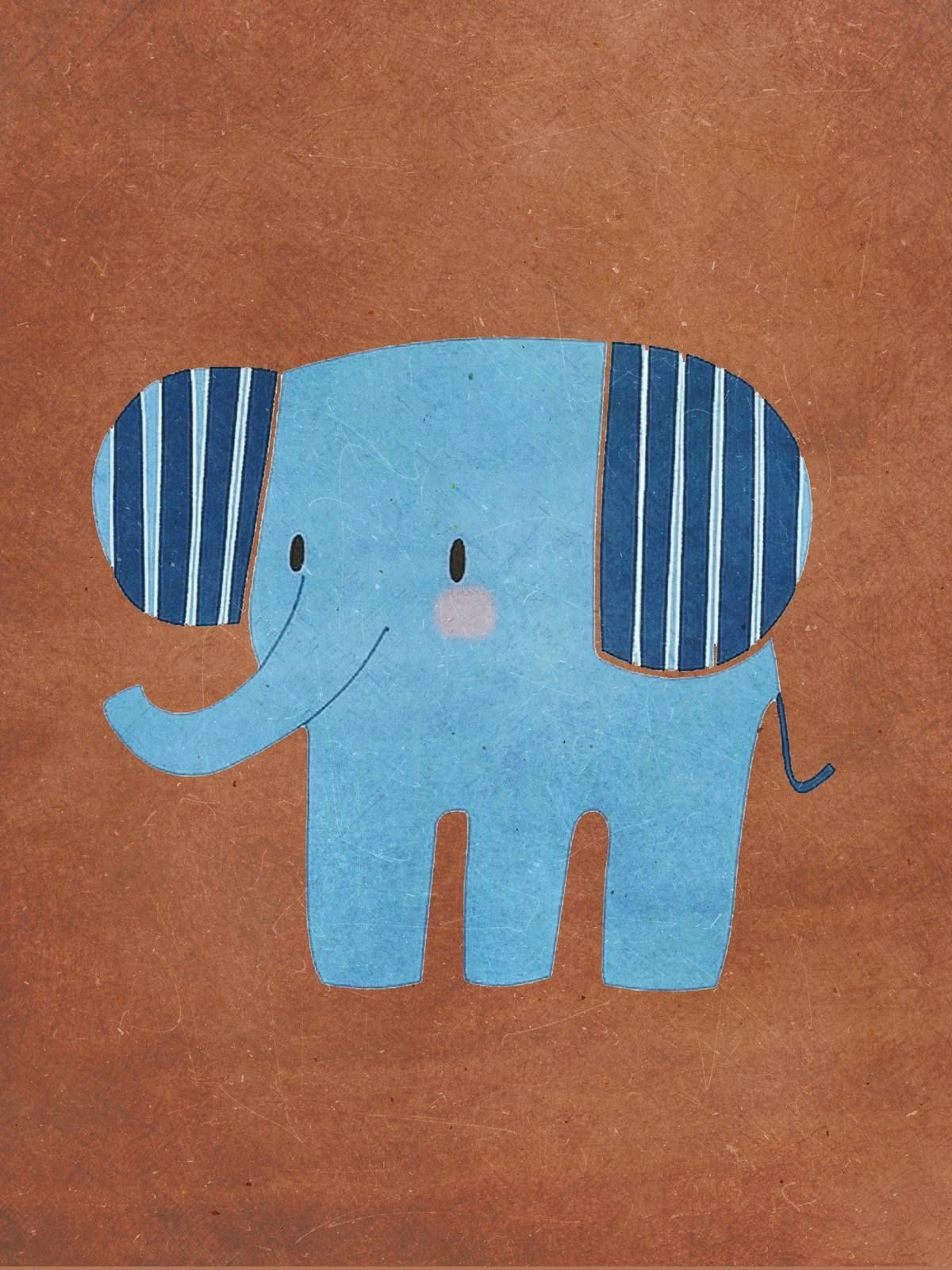 Poster - Blå Elefant