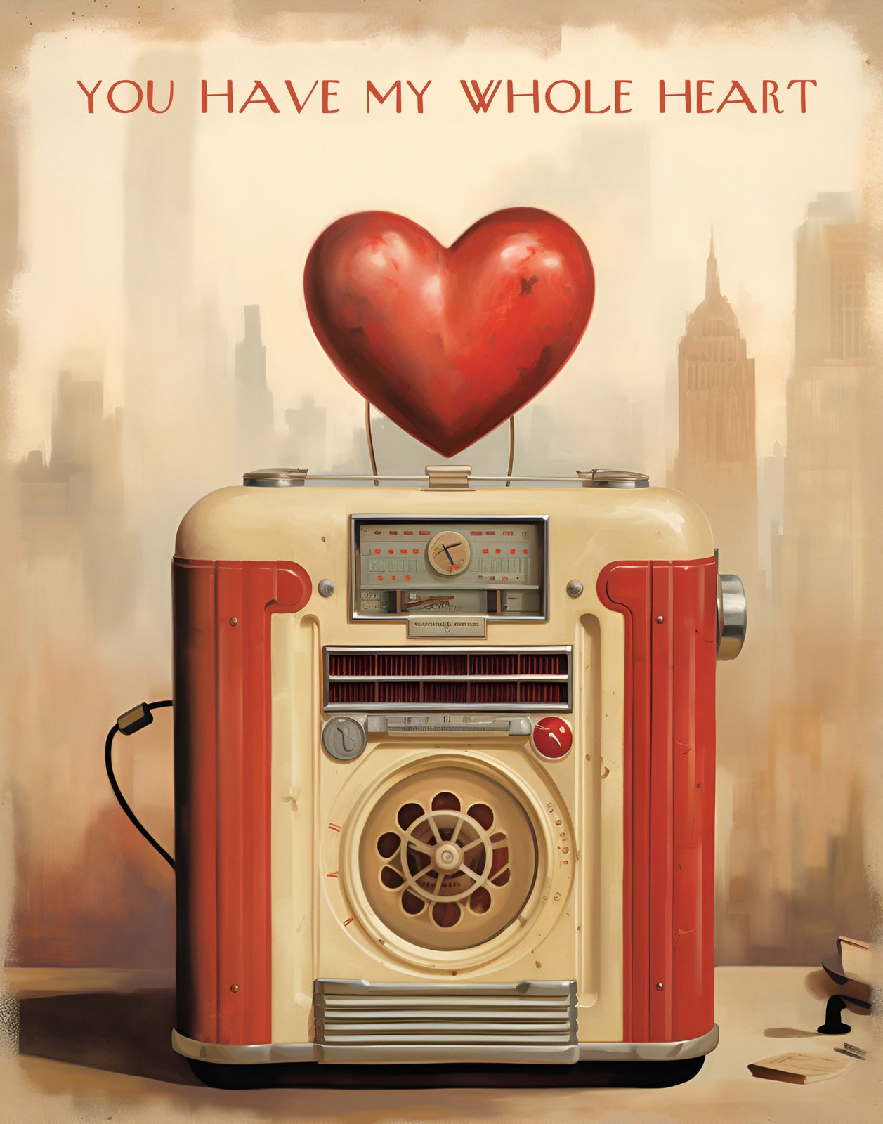Poster - Vintage Radio med Hjärtat