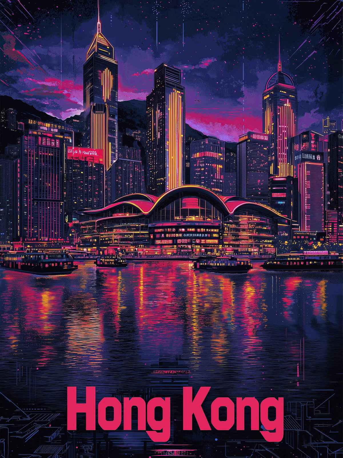 Poster - Hong Kong Stadsbild