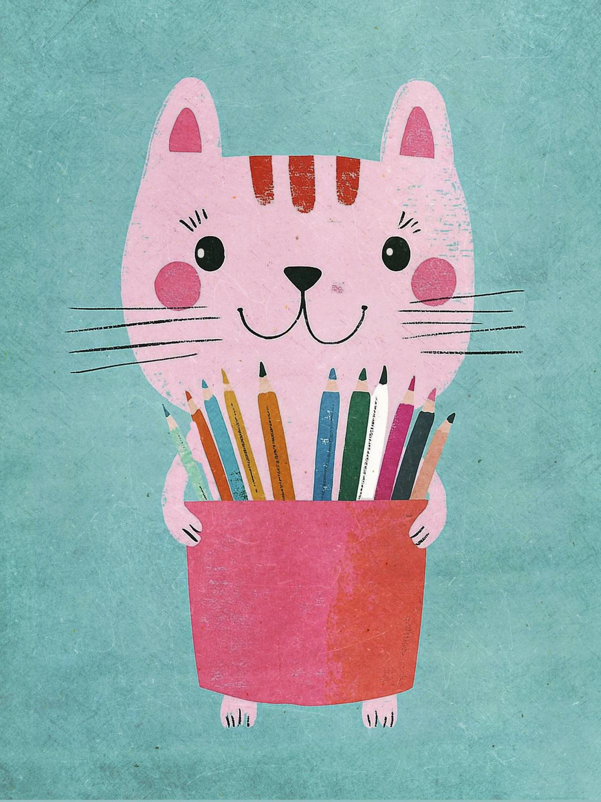 Poster - Katt med Pennor