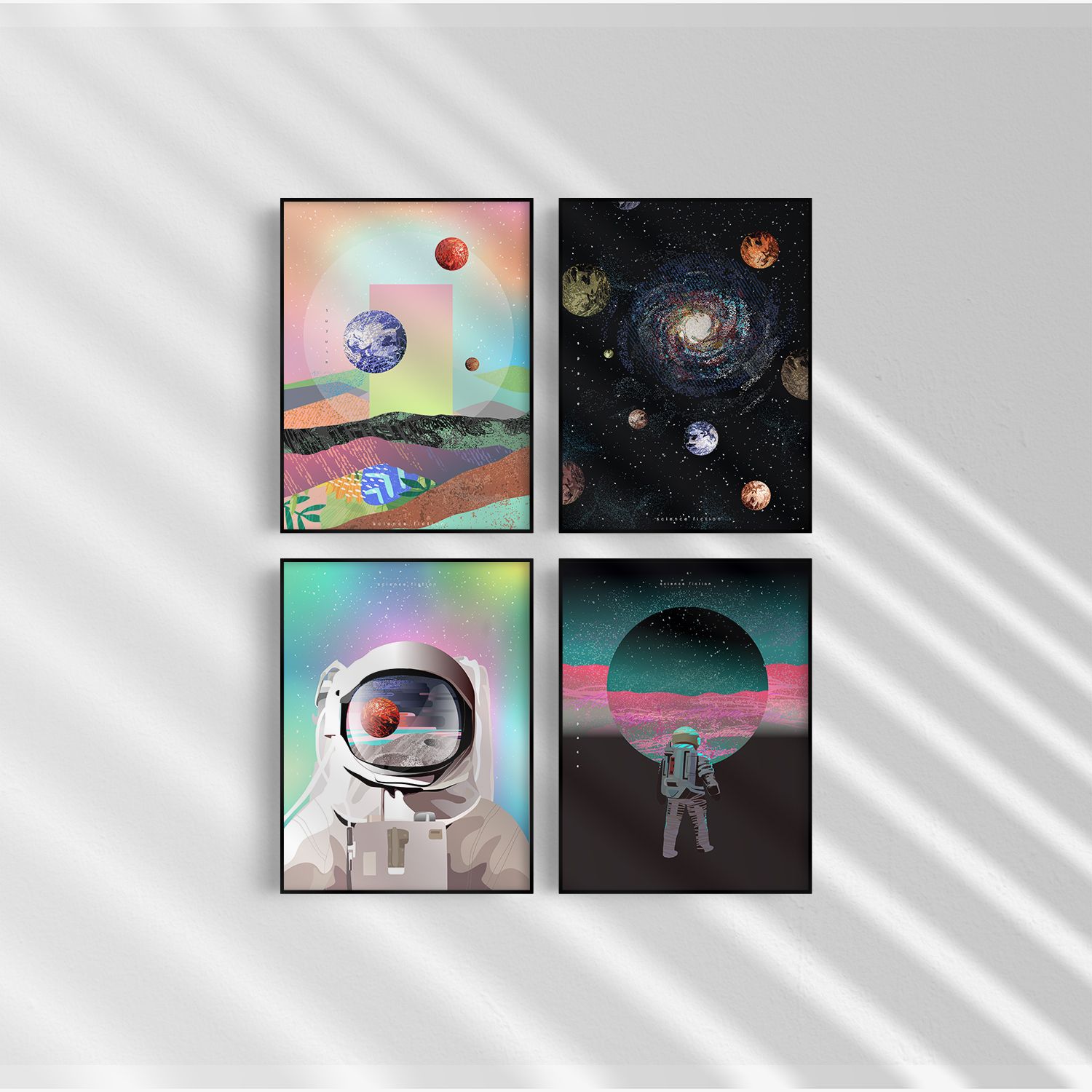 Poster - Science Fiction Rymd / Set av 4