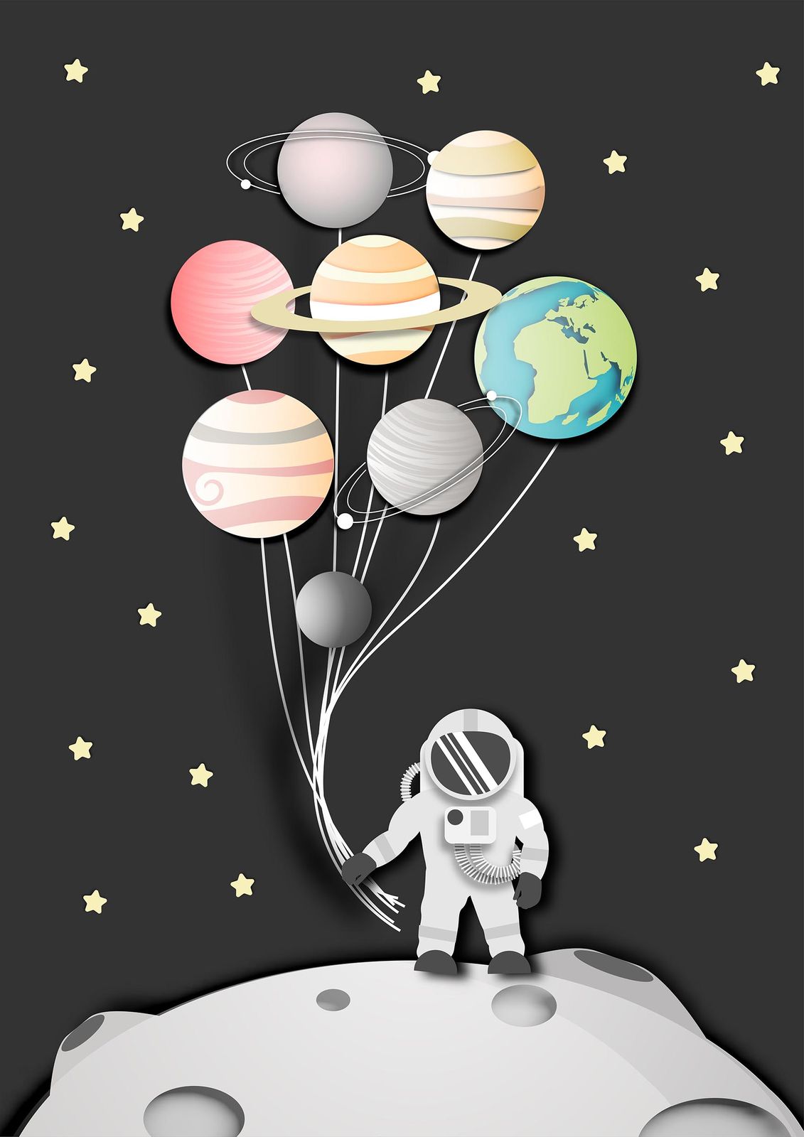 Poster - Astronaut och Planeter