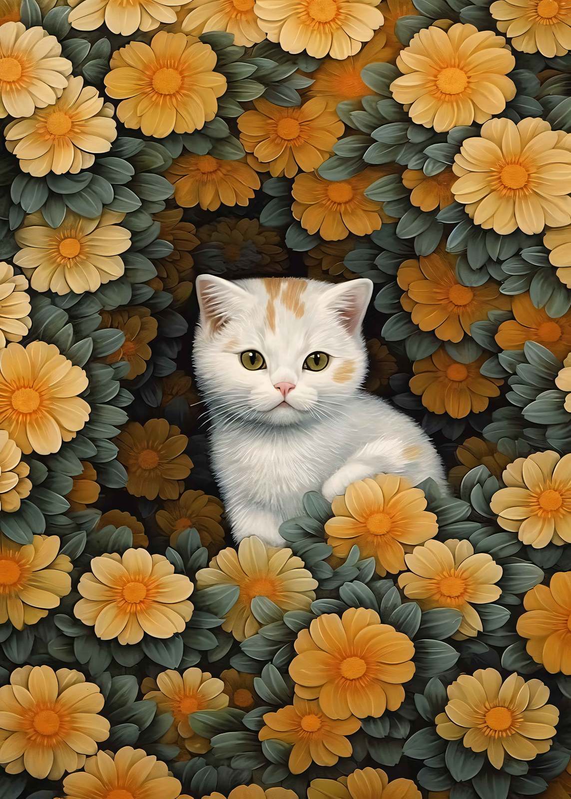 Poster - Katt i Blommor