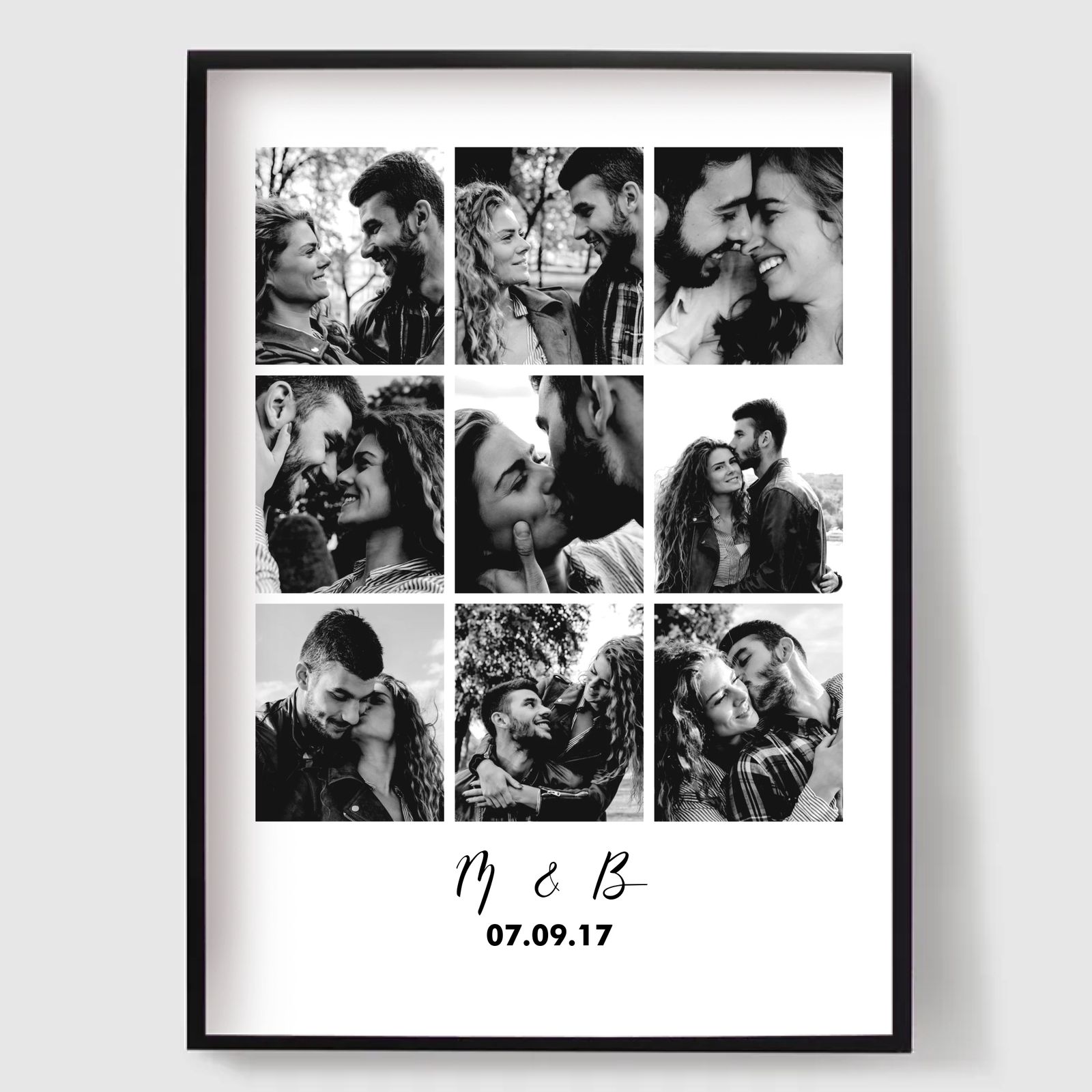 Personlig Poster - Familj Svartvitt Fotokollage - 9 Foton