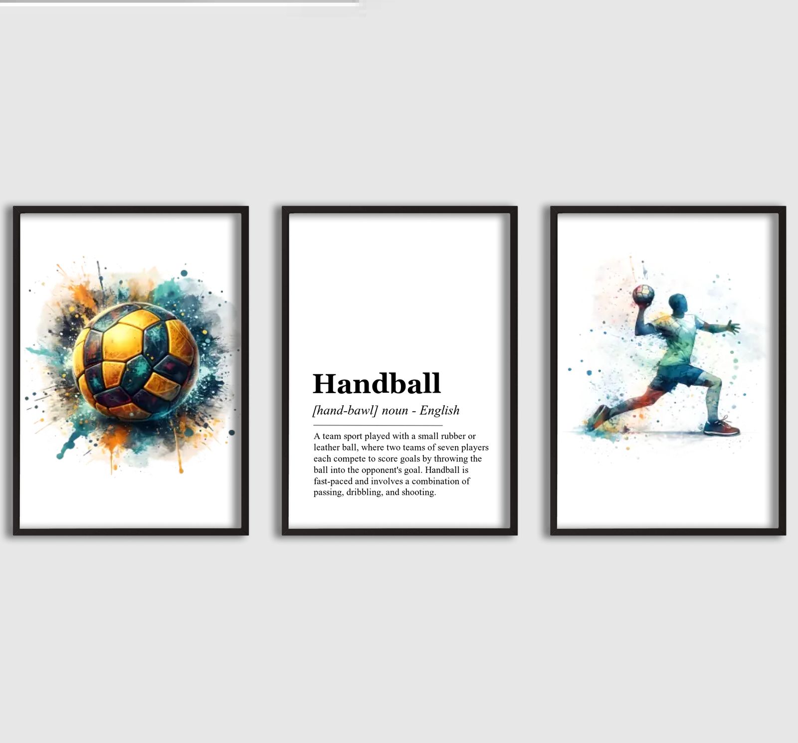 Personlig Poster - Akvarell Handboll - Set om 3