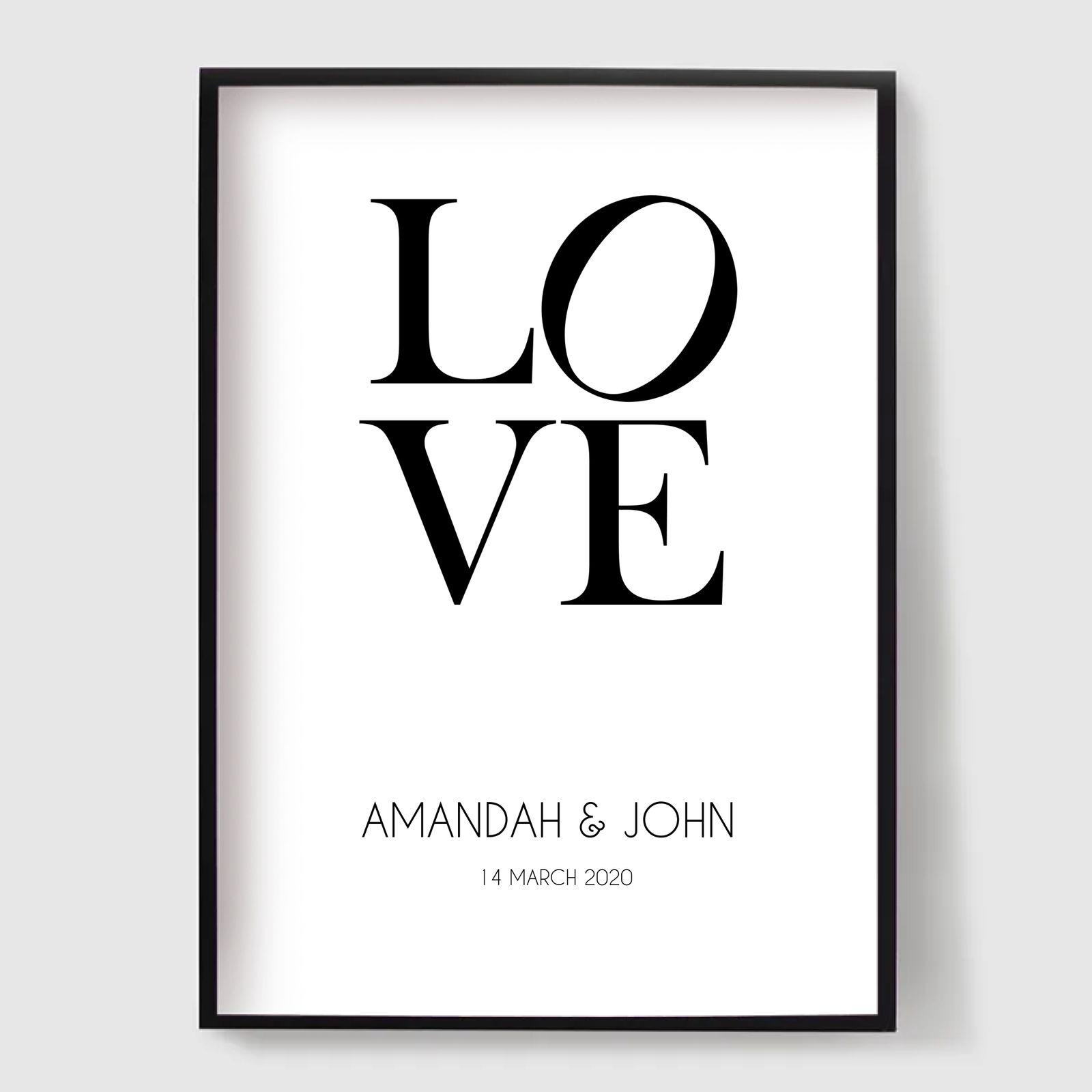 Personlig Poster - KÄRLEK Typografi Poster med Namn & Datum