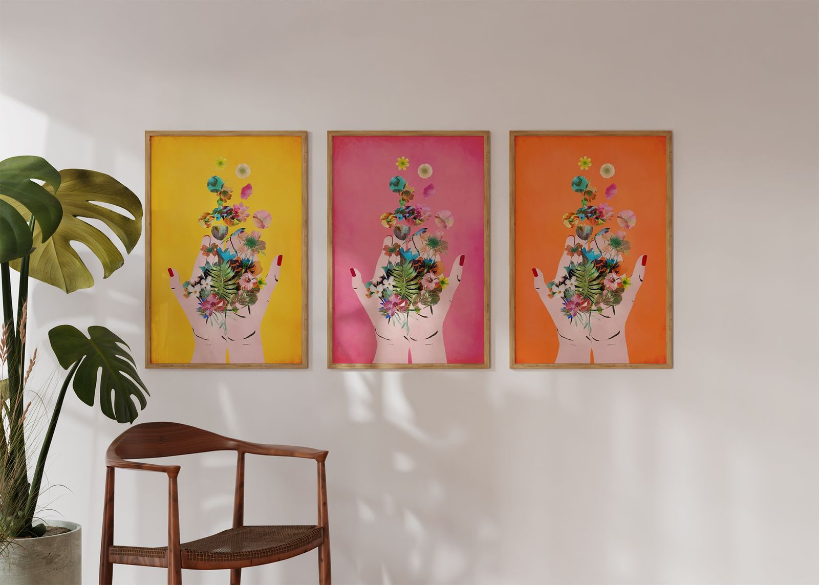 Poster - Blomsterhandkonst / Set om 3