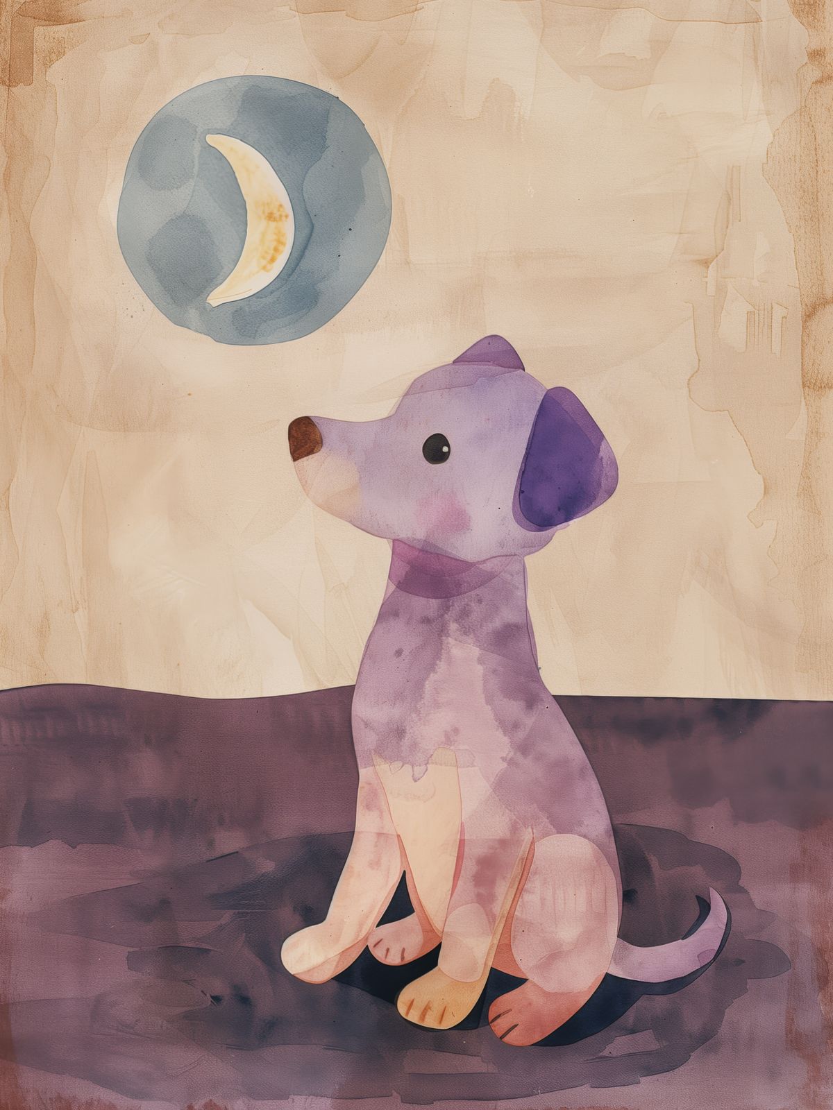 Poster - Lila Hund och Måne