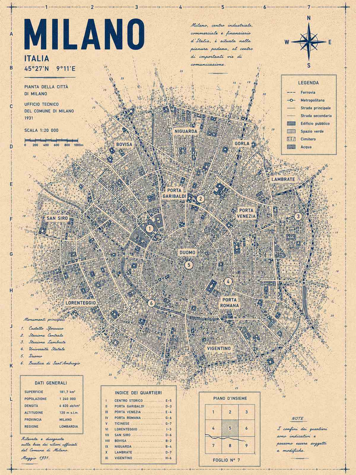 Poster - Milano Vintage Karta