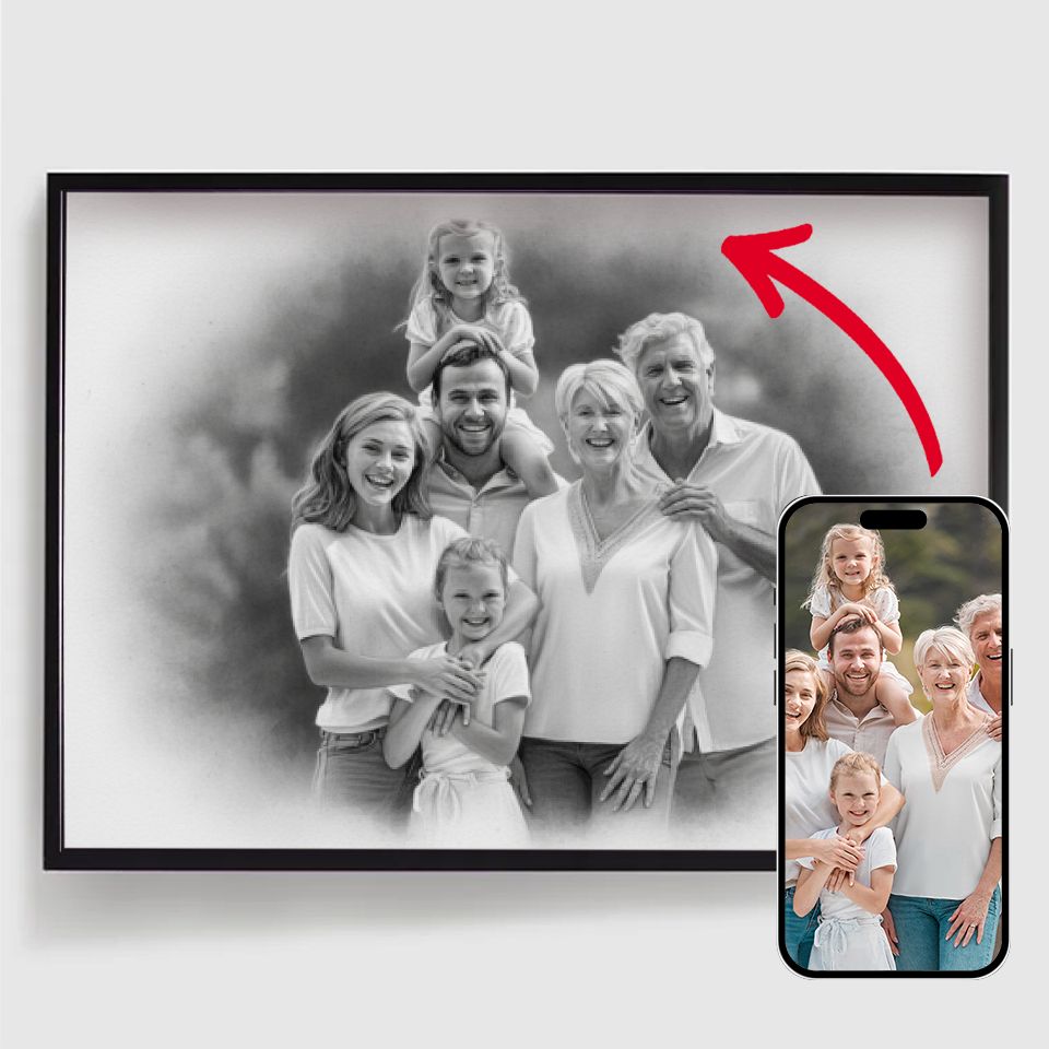 Personlig Poster - Handskissad Kolteckning - Horisontell - AI Poster
