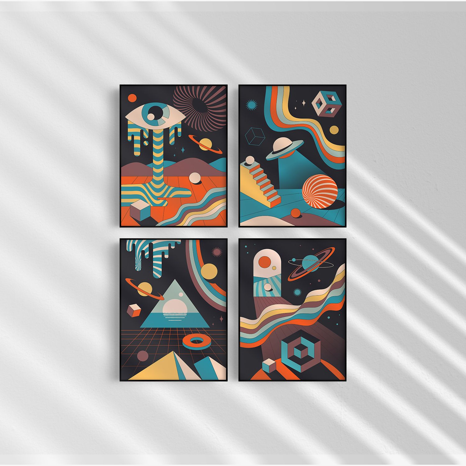 Poster - Abstrakt Kosmisk Konst / Set av 4