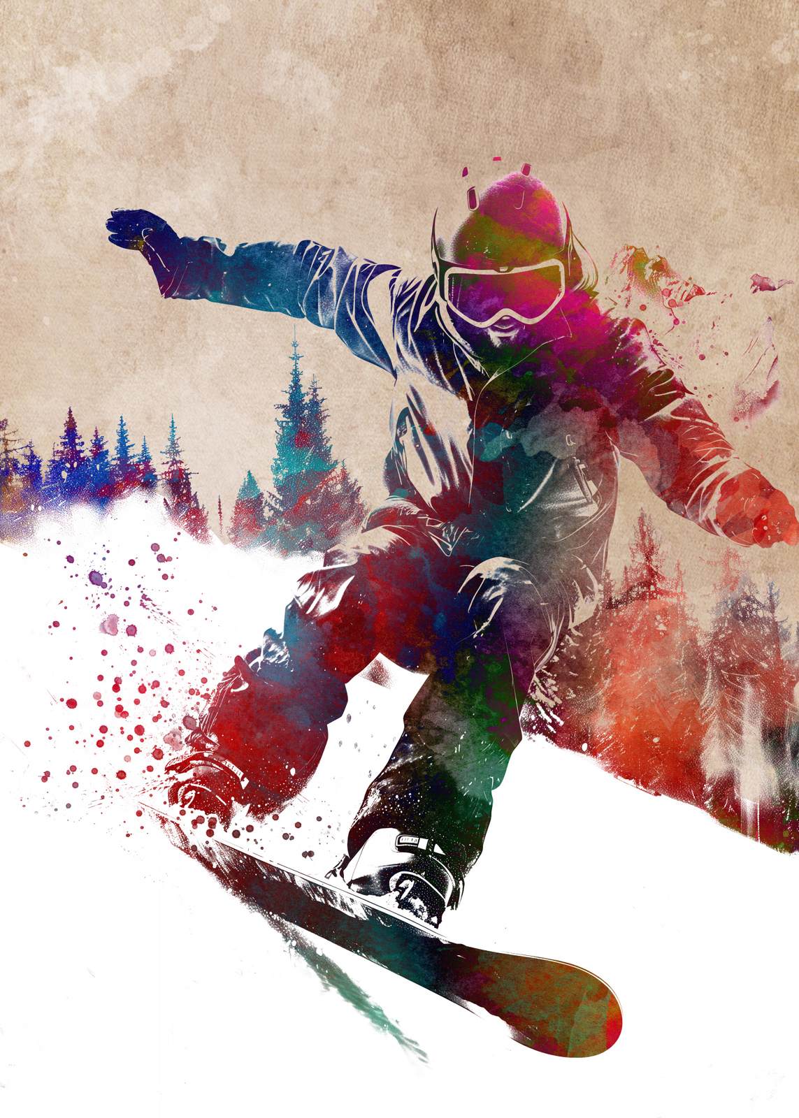 Poster - Snowboardåkare Konstverk