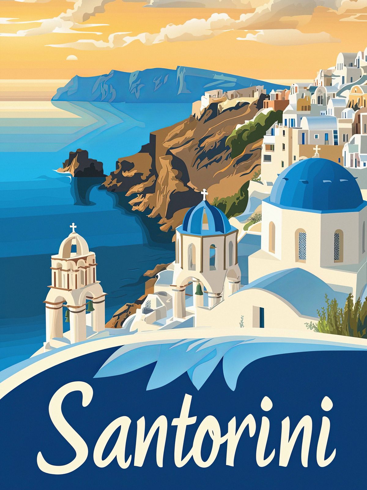 Poster - Santorini kust