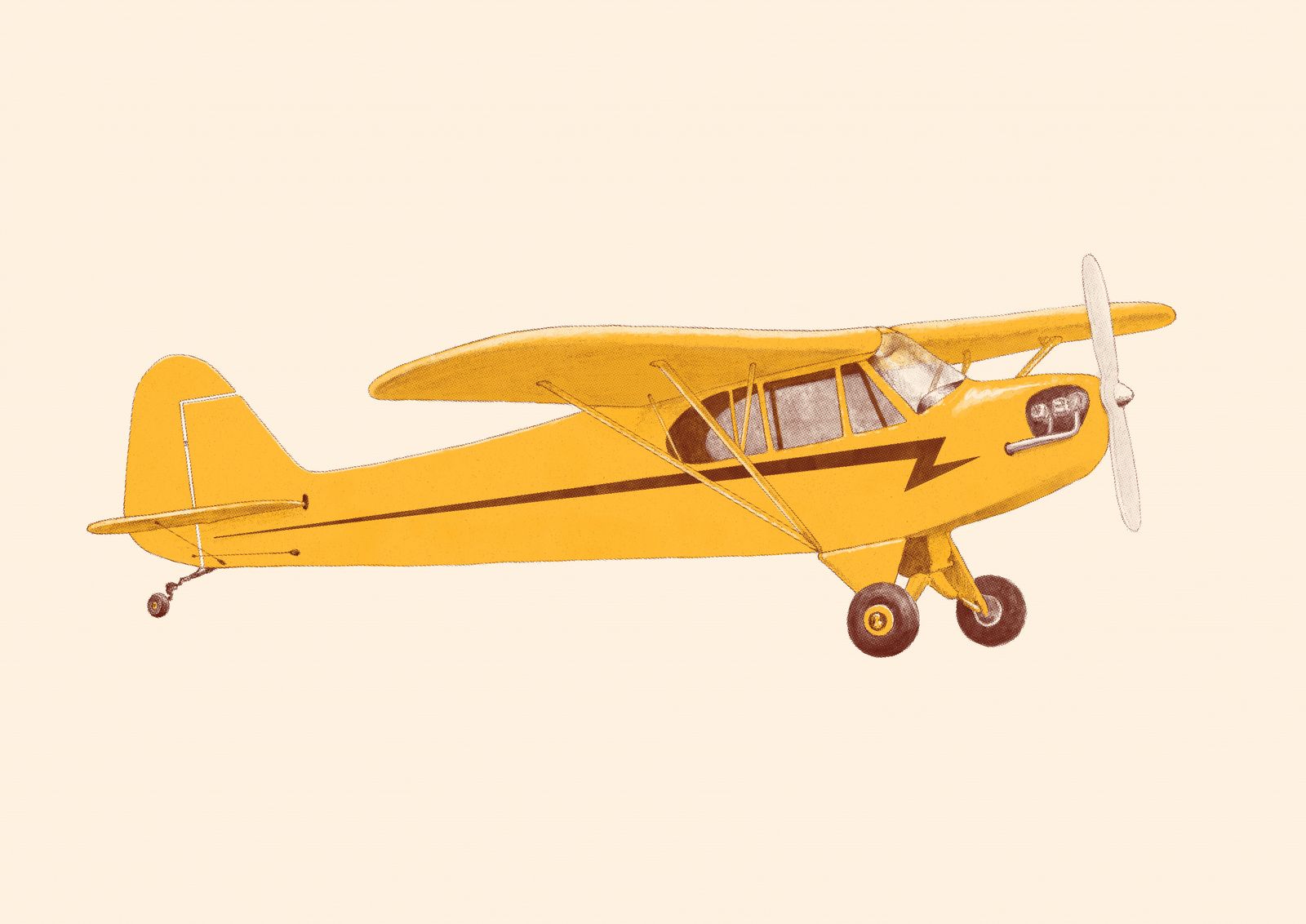 Poster - Gul Vintageflygplan