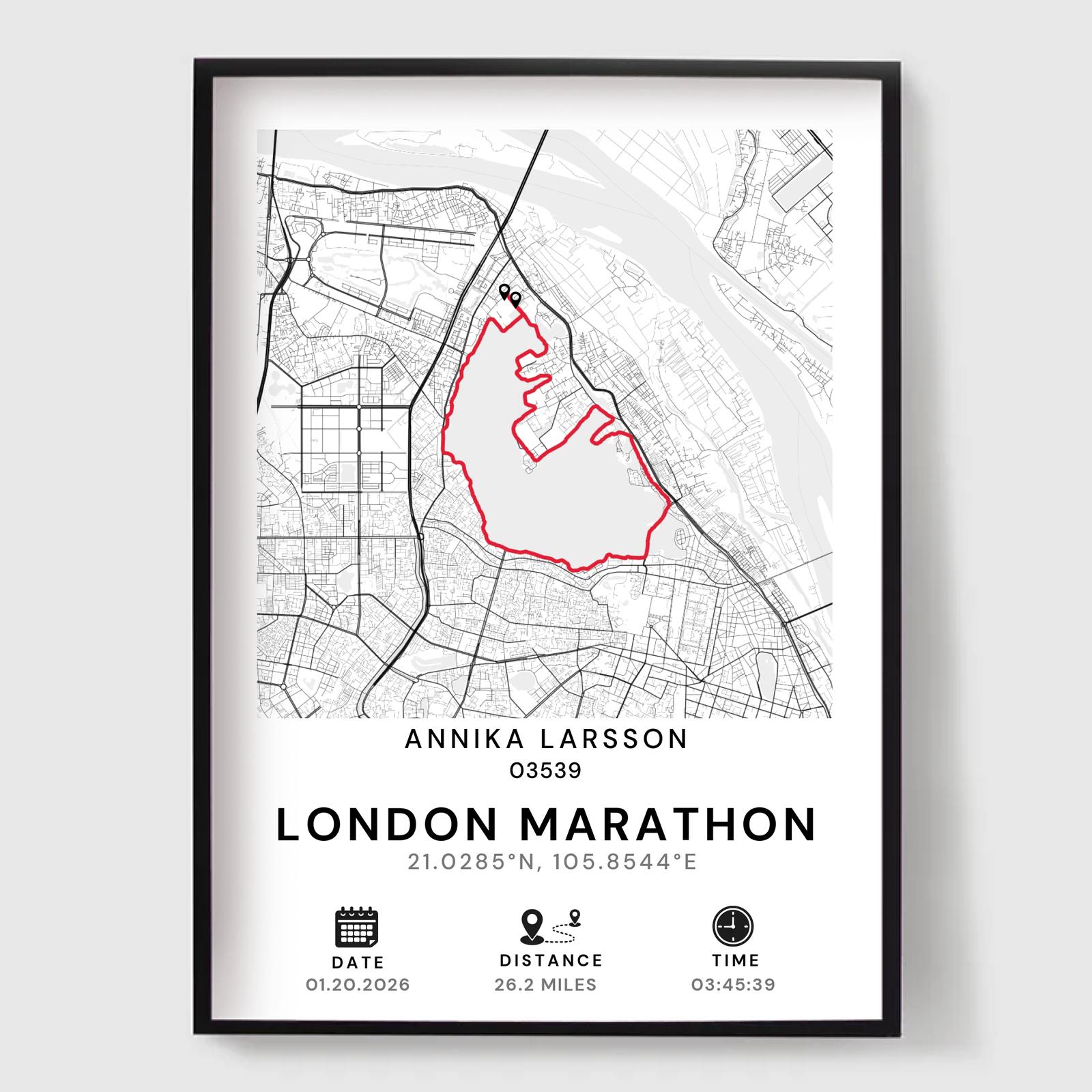 Personlig Poster - Anpassad Maratonkarta