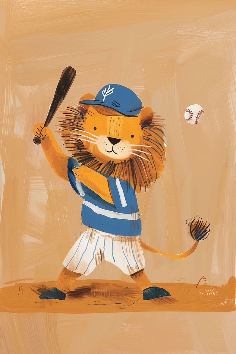 Poster - Lejon Baseball Illustration