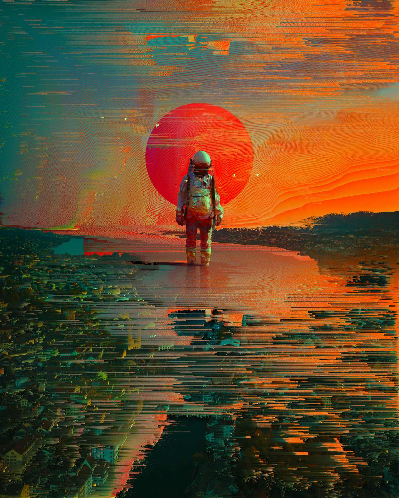 Poster - Astronaut Solnedgång
