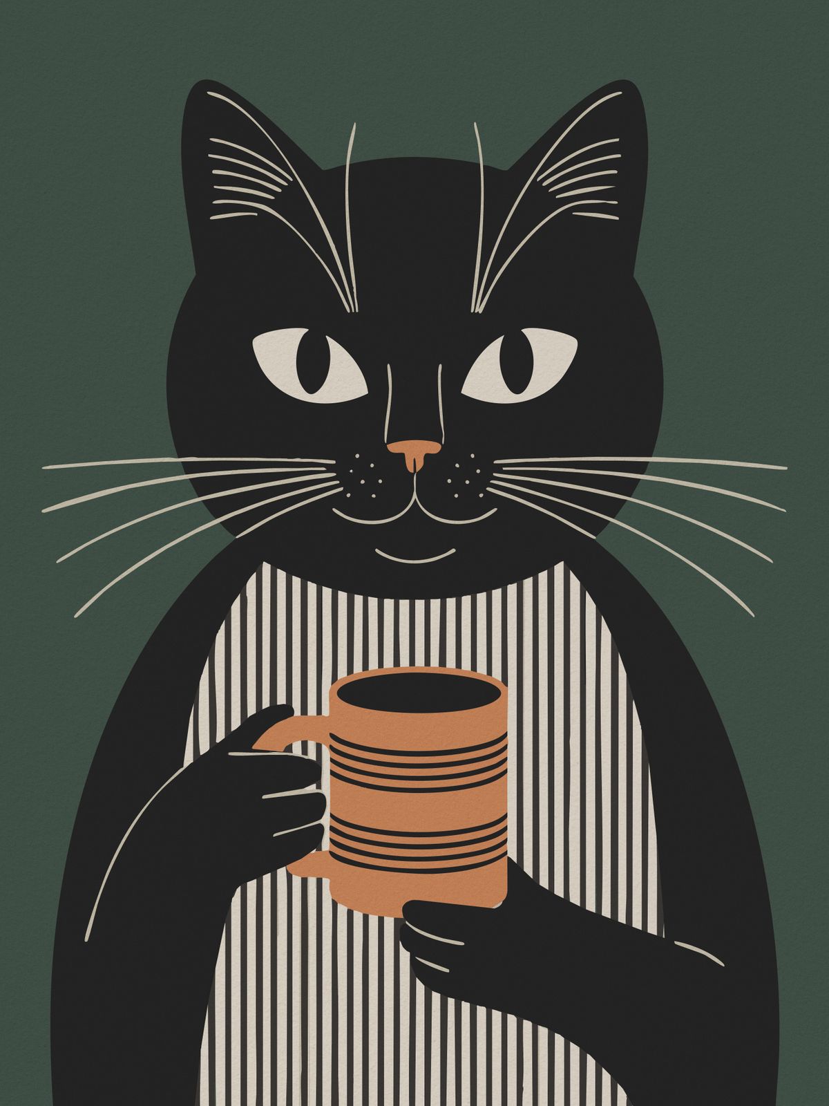 Poster - Katt med Kaffemugg