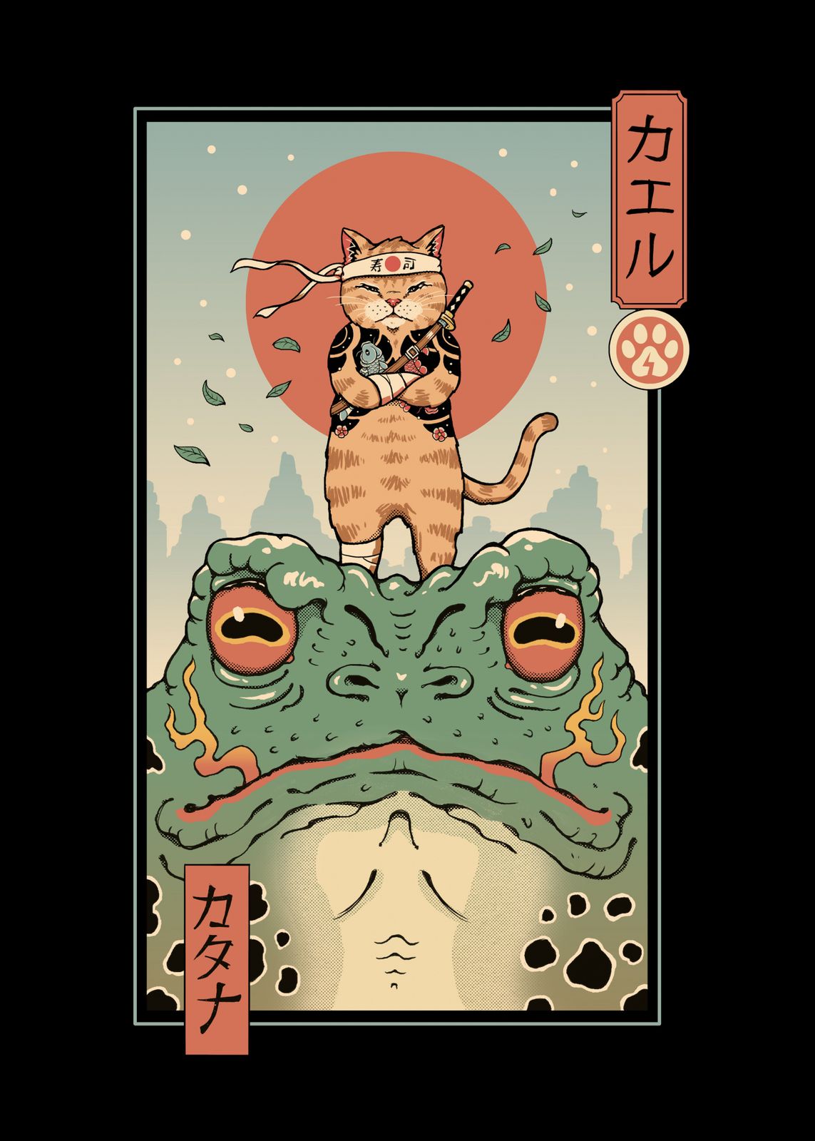 Poster - Samurai Cat på Groda