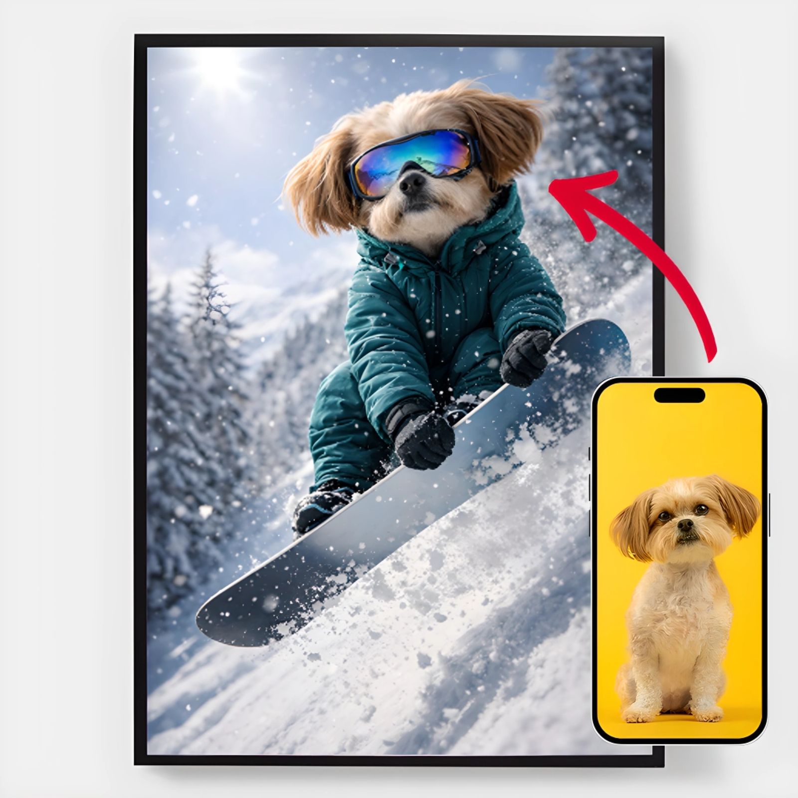 Personlig Poster - Husdjuret Snowboardåkaren - AI Poster