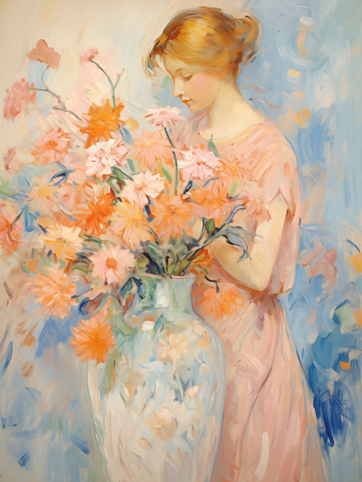 Poster - Kvinna med Blommor