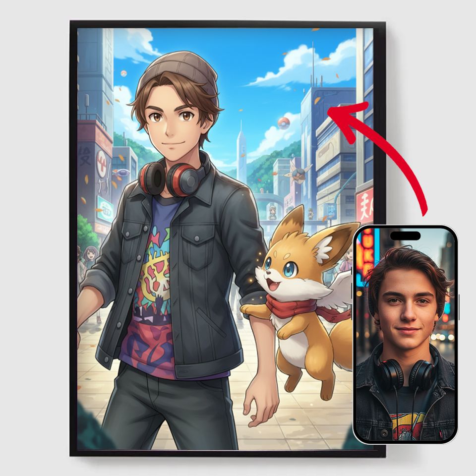 Personlig Poster – Anime Äventyrsstil – AI Poster
