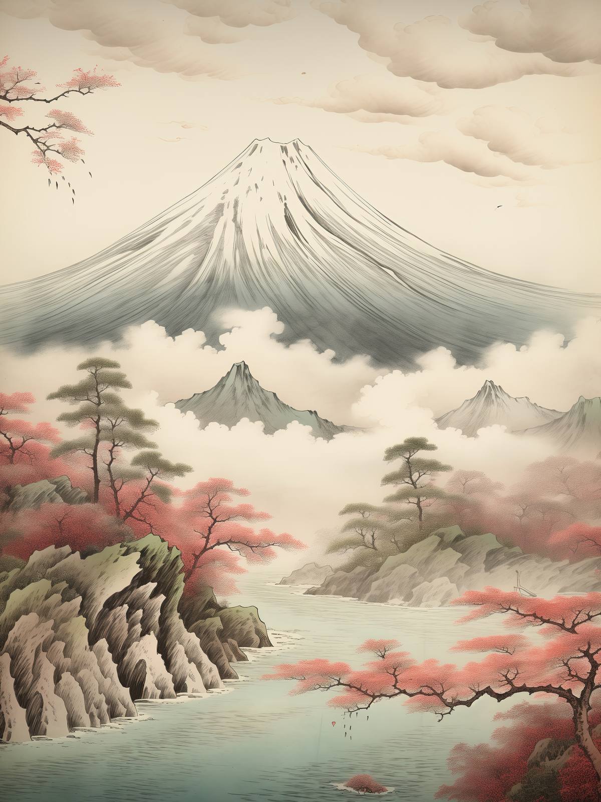 Poster - Fuji Berglandskap