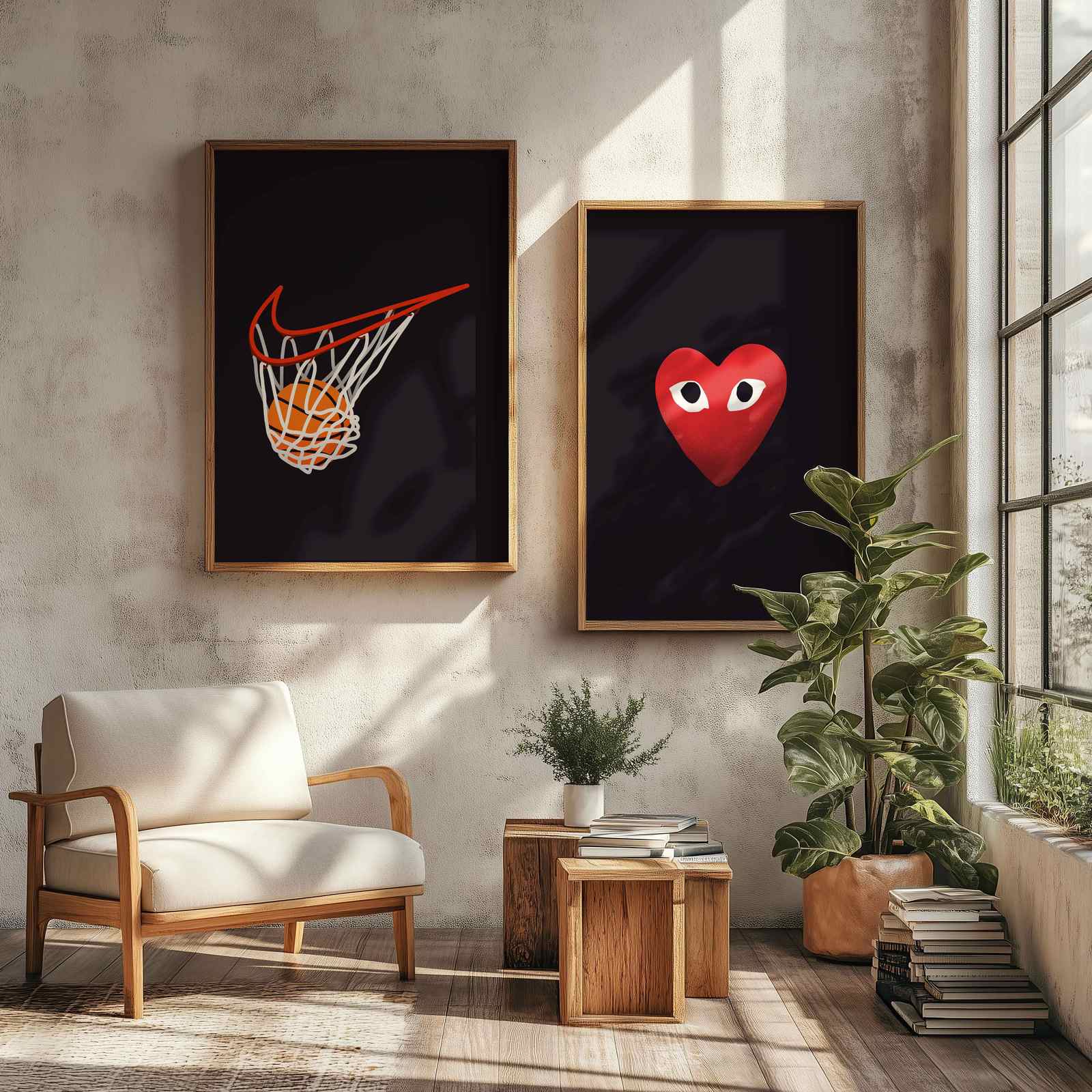 Poster - Hjärta och Basketboll Set av 2