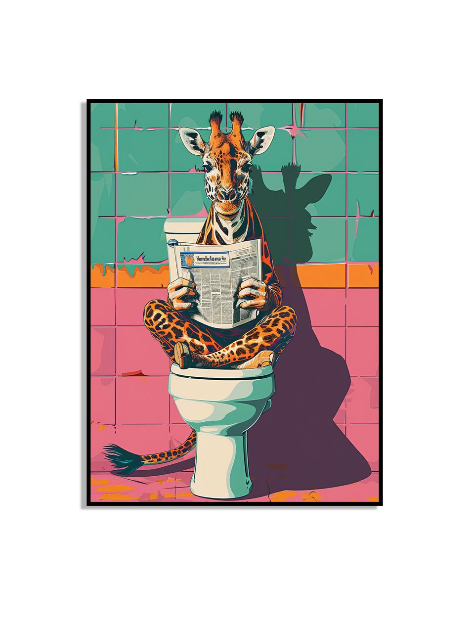 Giraff som läser en tidning poster
