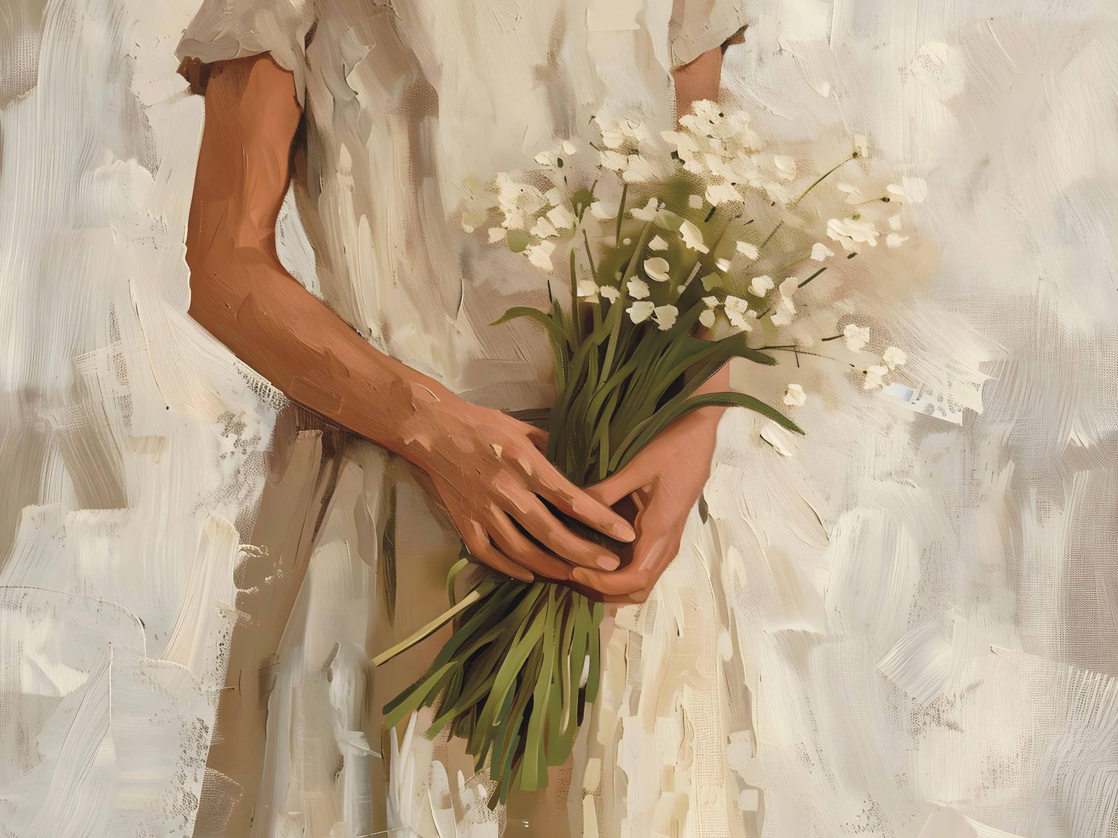 Poster - Kvinna med blommor