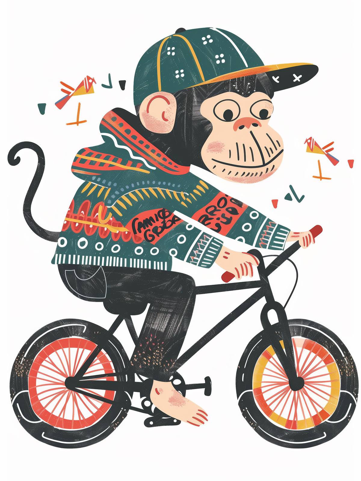 Poster - Apa på cykel