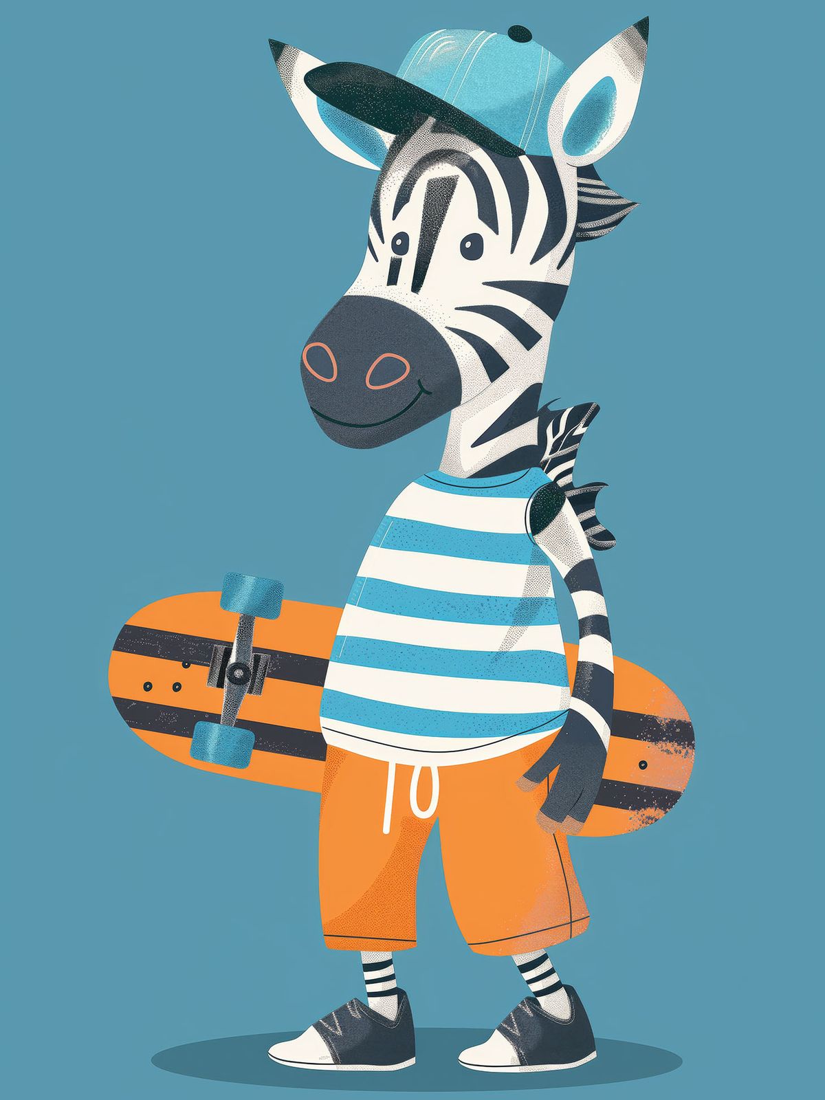 Poster - Zebra med Skateboard