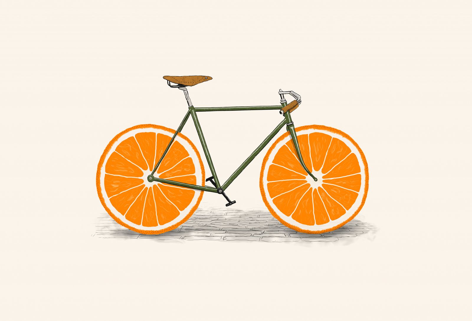 Poster - Cykel med apelsinhjul