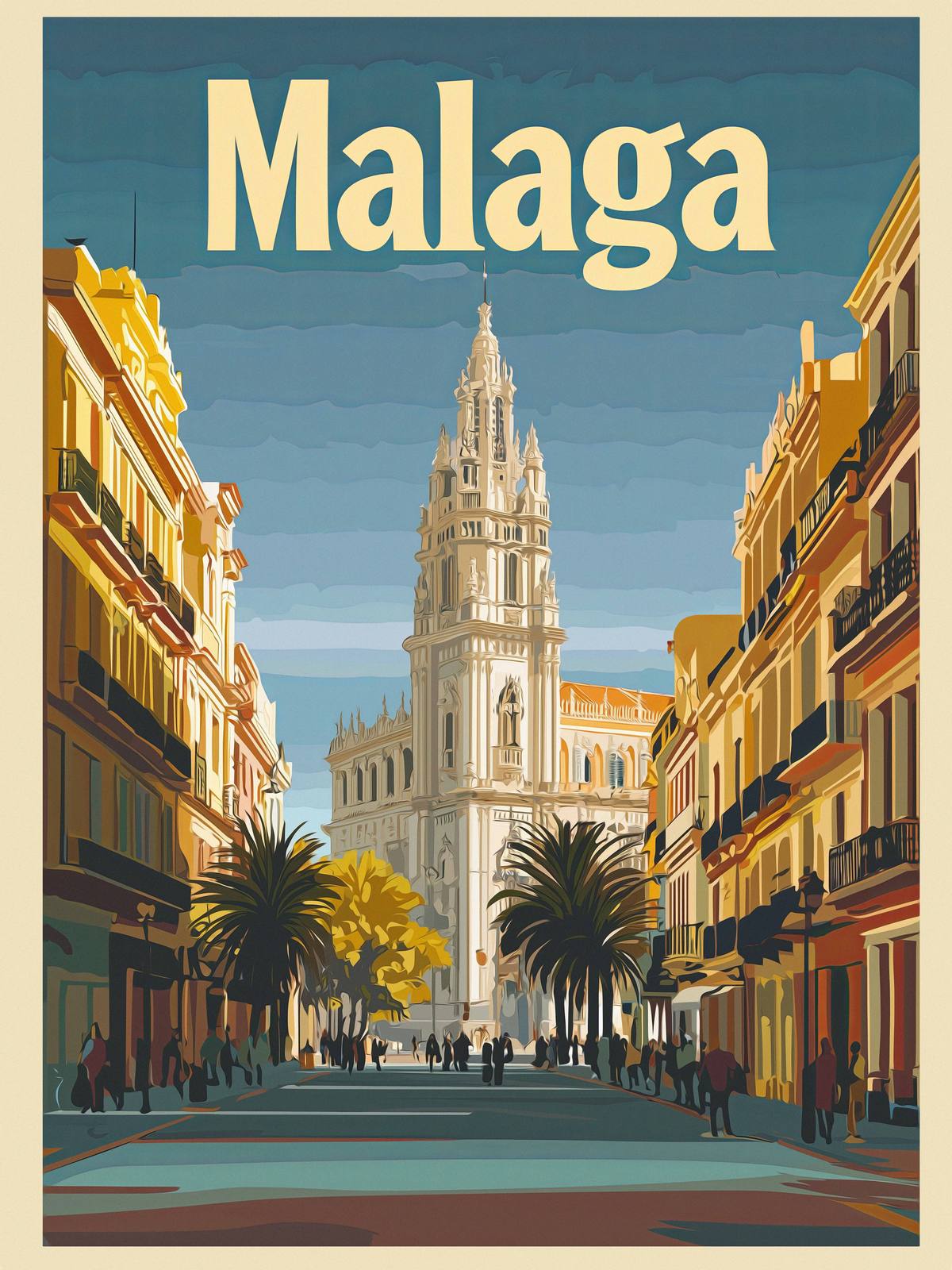 Affisch - Malagas Stadssilhuett