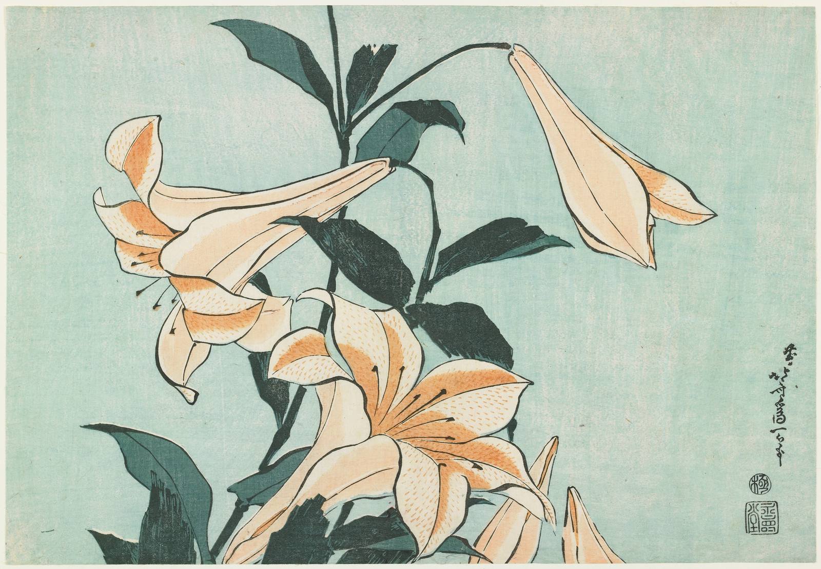 Poster - Liljor av Hokusai