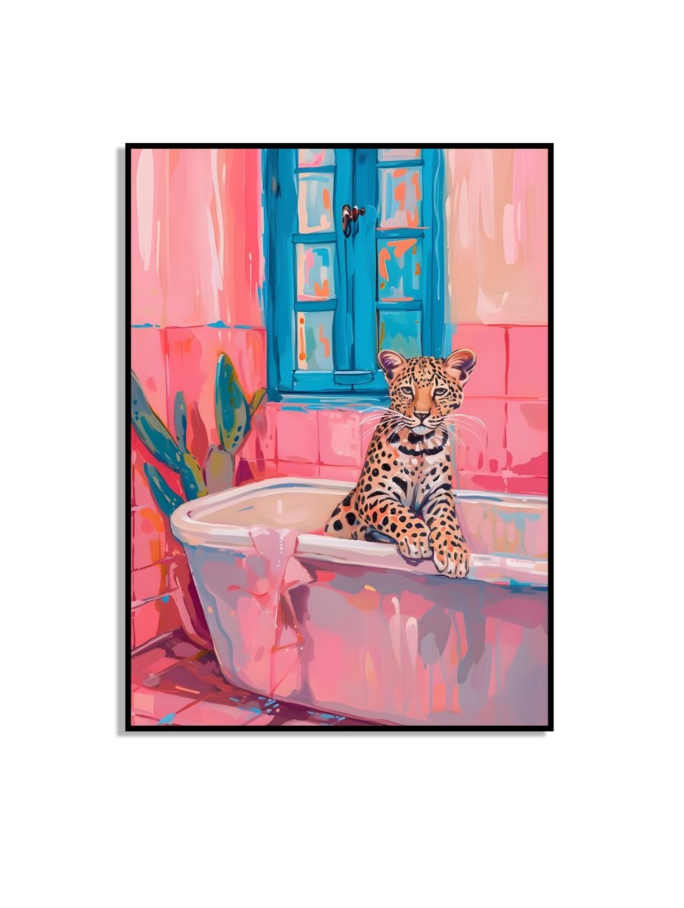 Leopard i Badkar Affisch