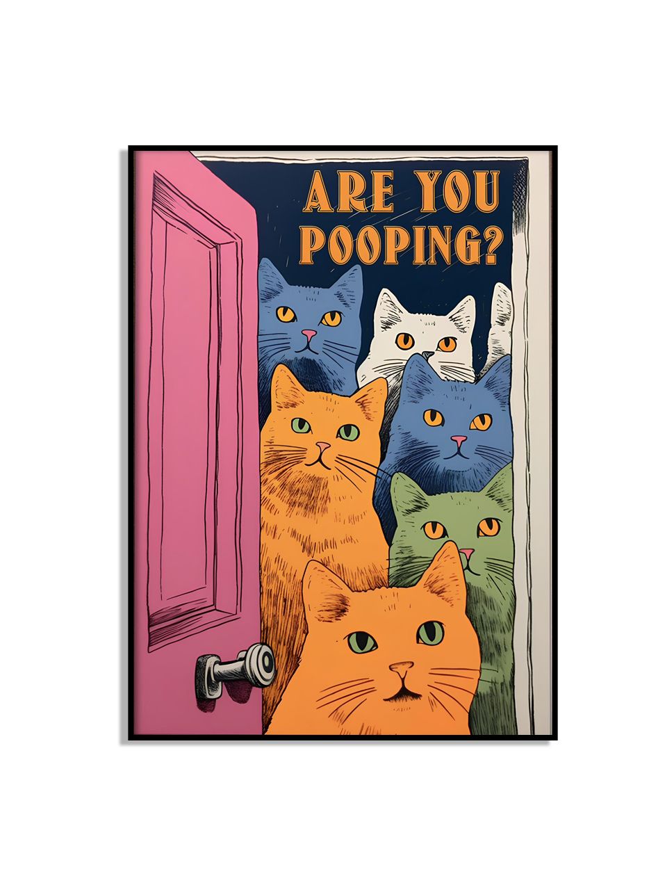 Kattilustration Rolig Poster