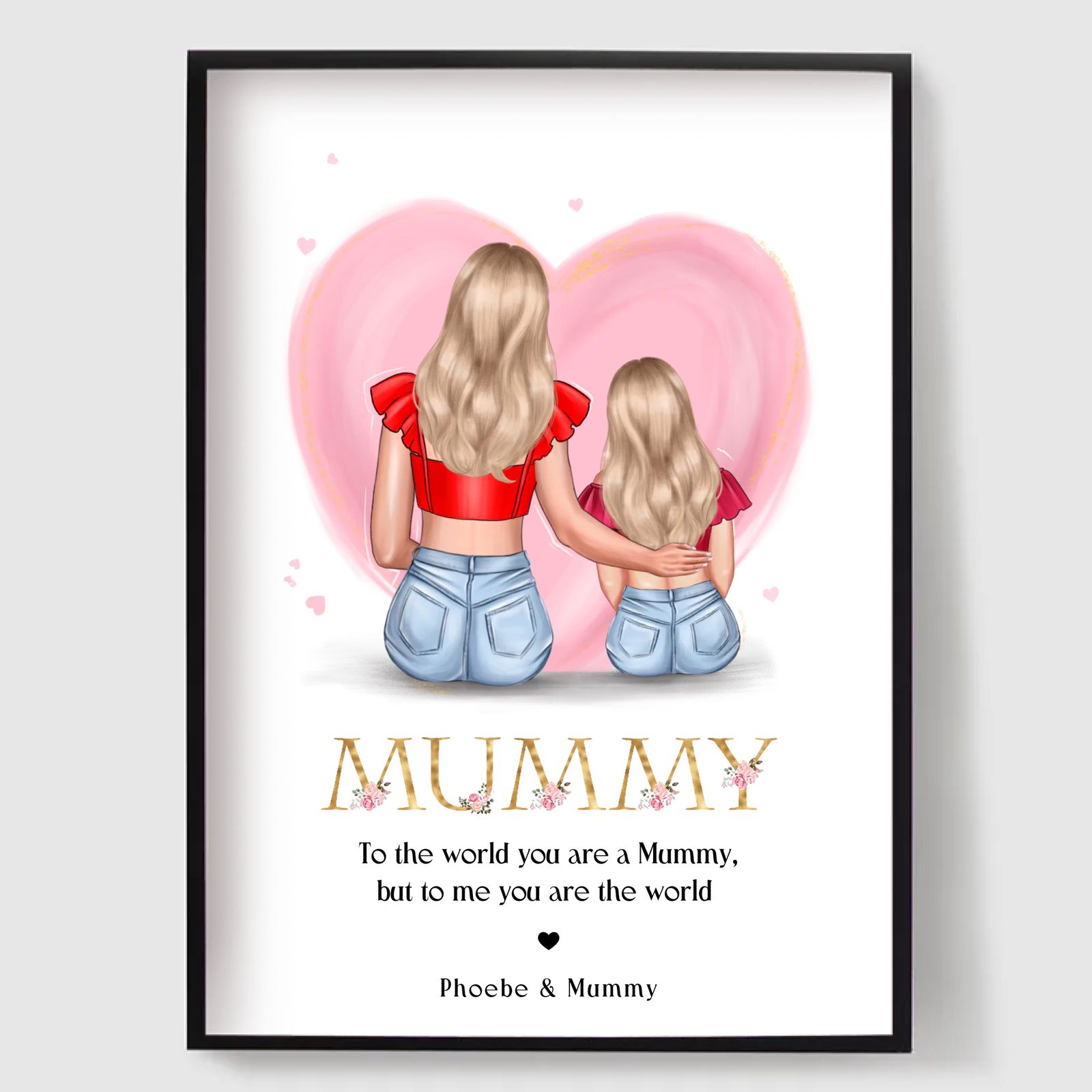 Personlig Poster - Mor Dotter Poster - Mamma Gåva