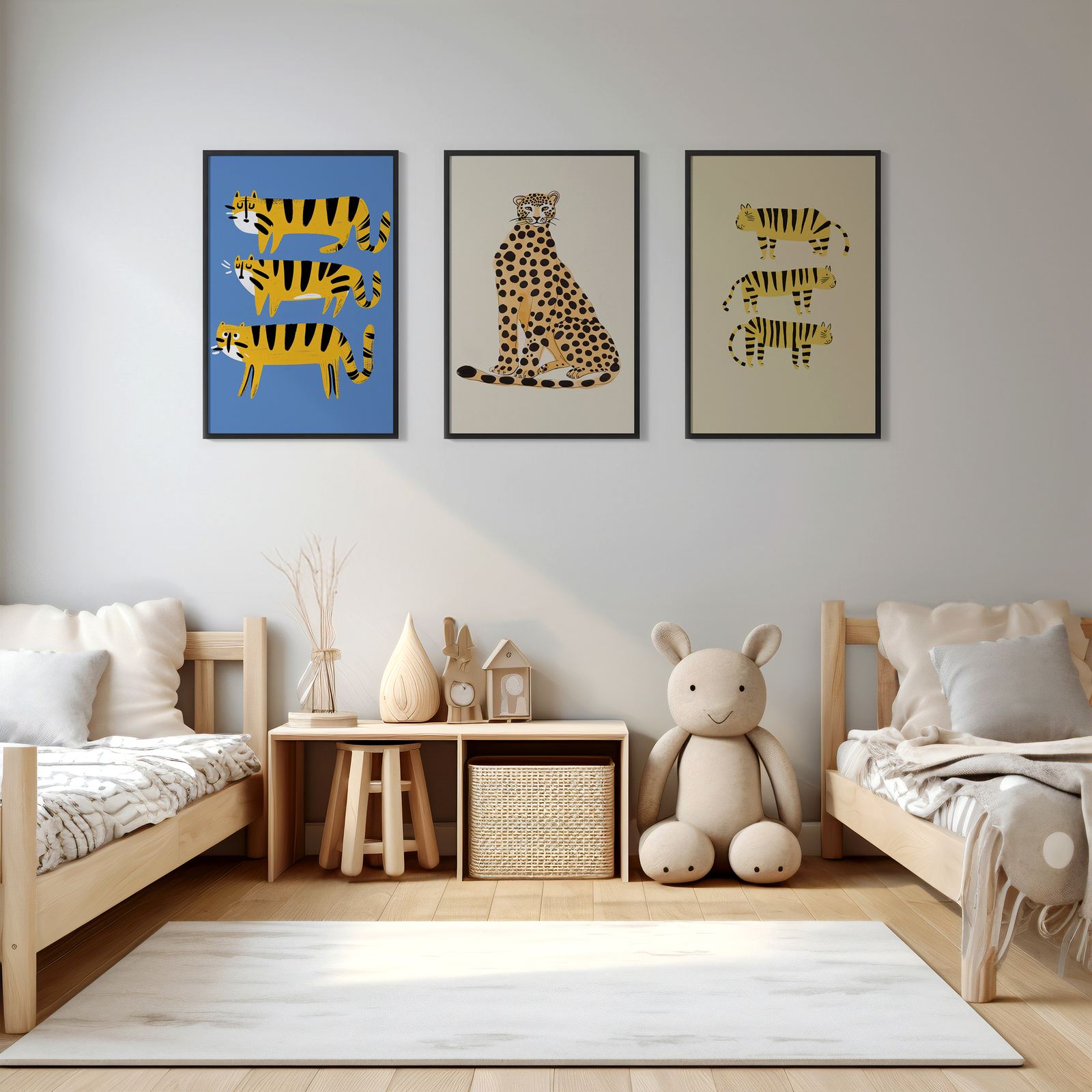Poster - Lekfull Djurkonst / Set av 3