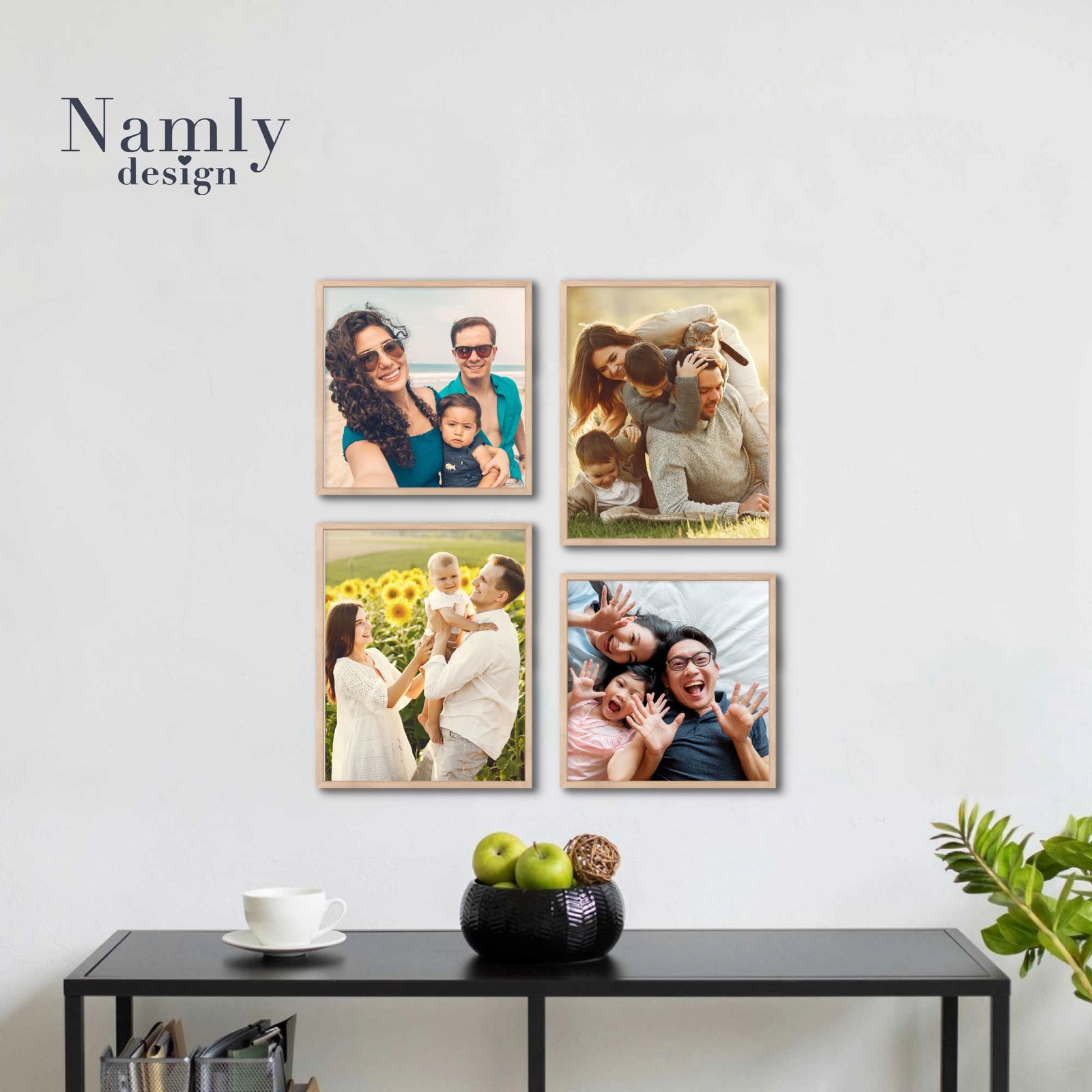Galleri-vägg – Ladda upp foto – 4 personliga posters med ramar
