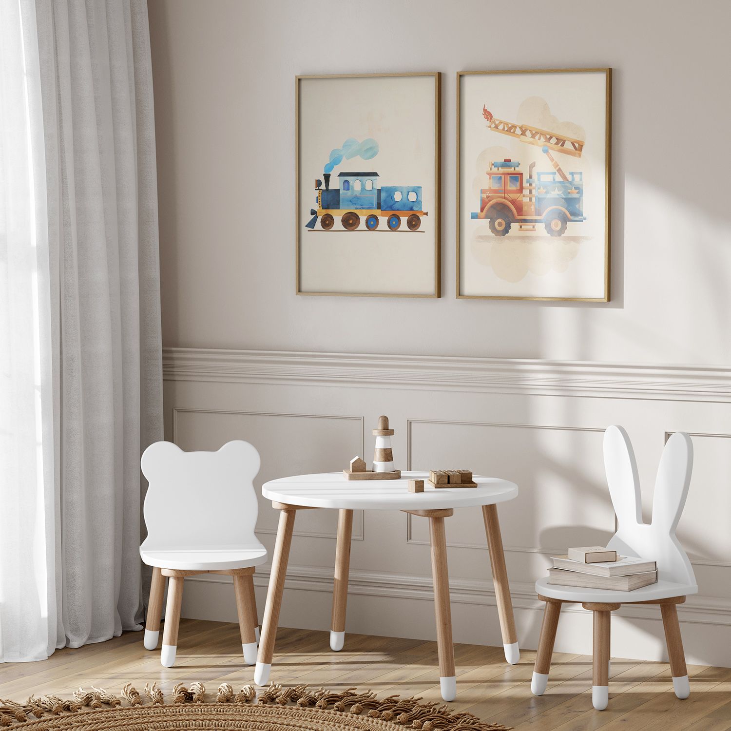 Poster - Brandbil och Tågsätt / Set om 2
