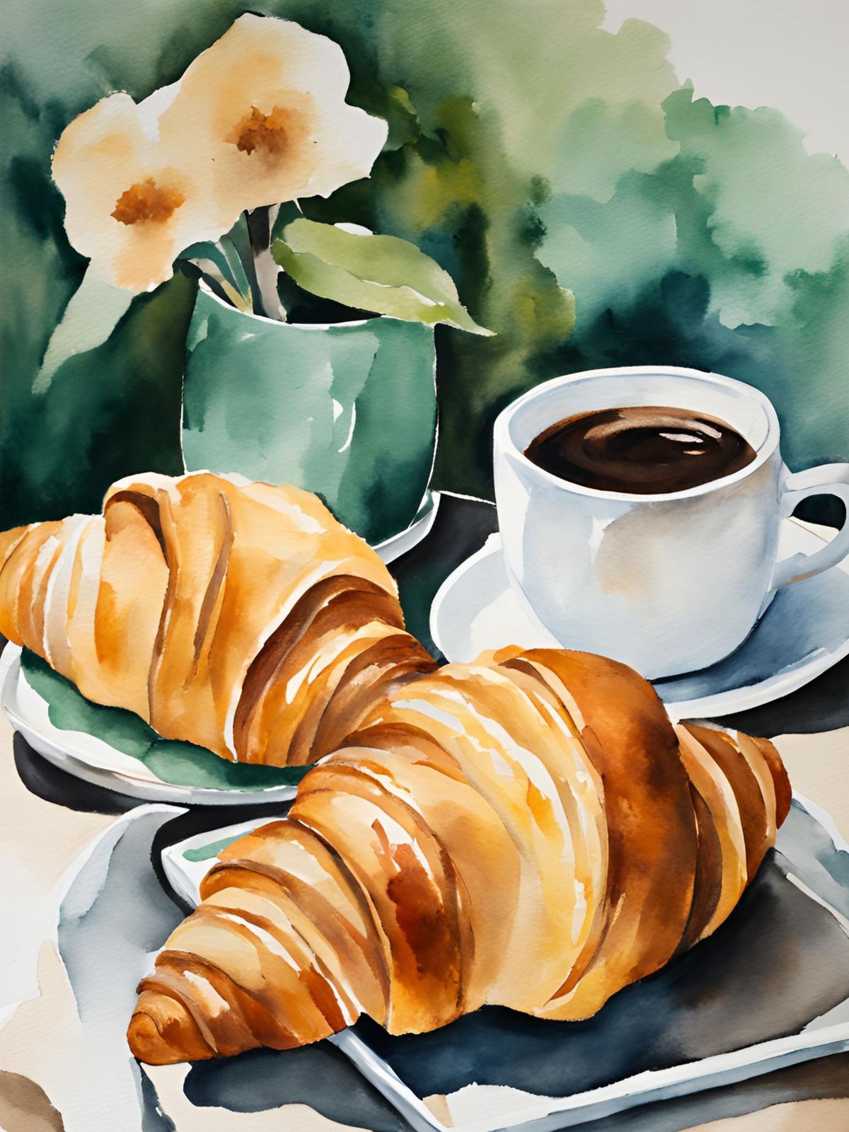 Poster - Kaffe och Croissant