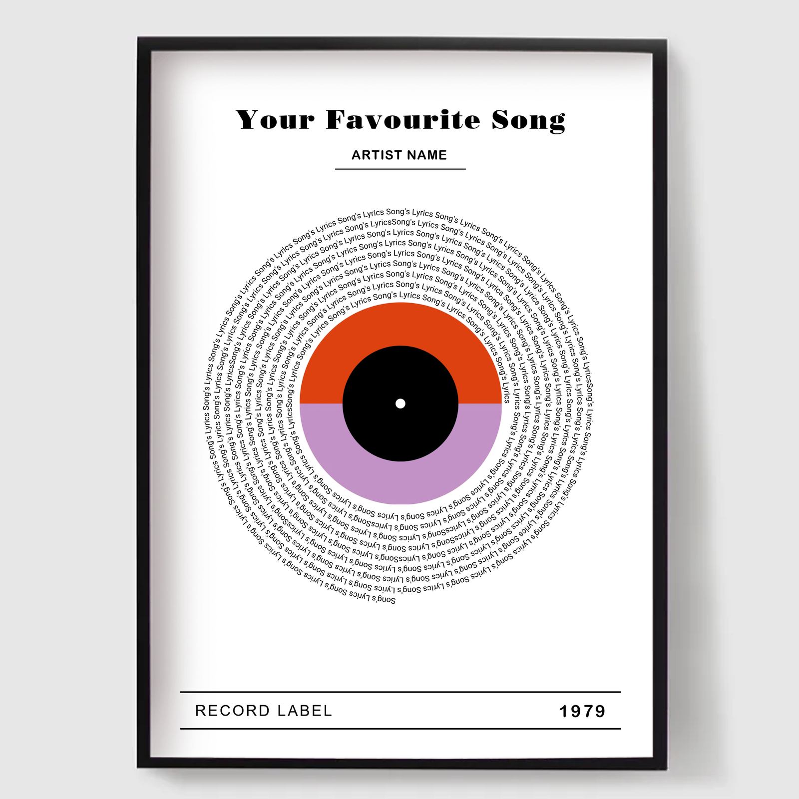 Personlig Poster - Sångtexttryck - Musik Konst