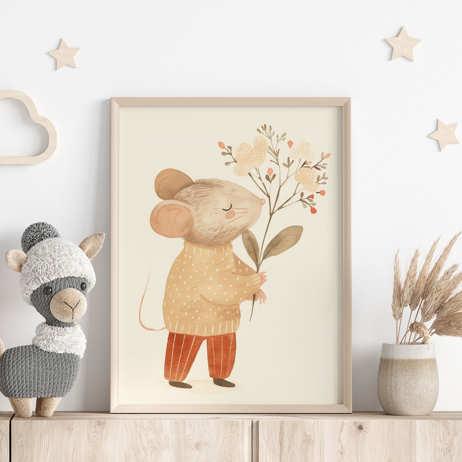 Poster - Mus med blommor