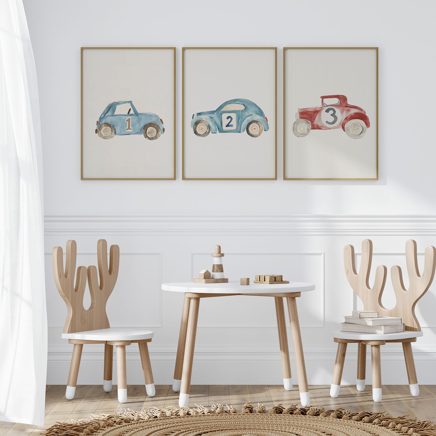 Poster - Vintage Bilillustrationer / Set av 3