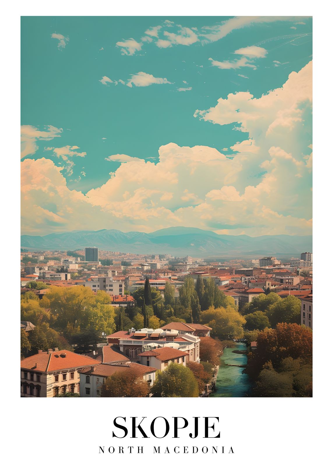 Poster - Skopje Stadsvy