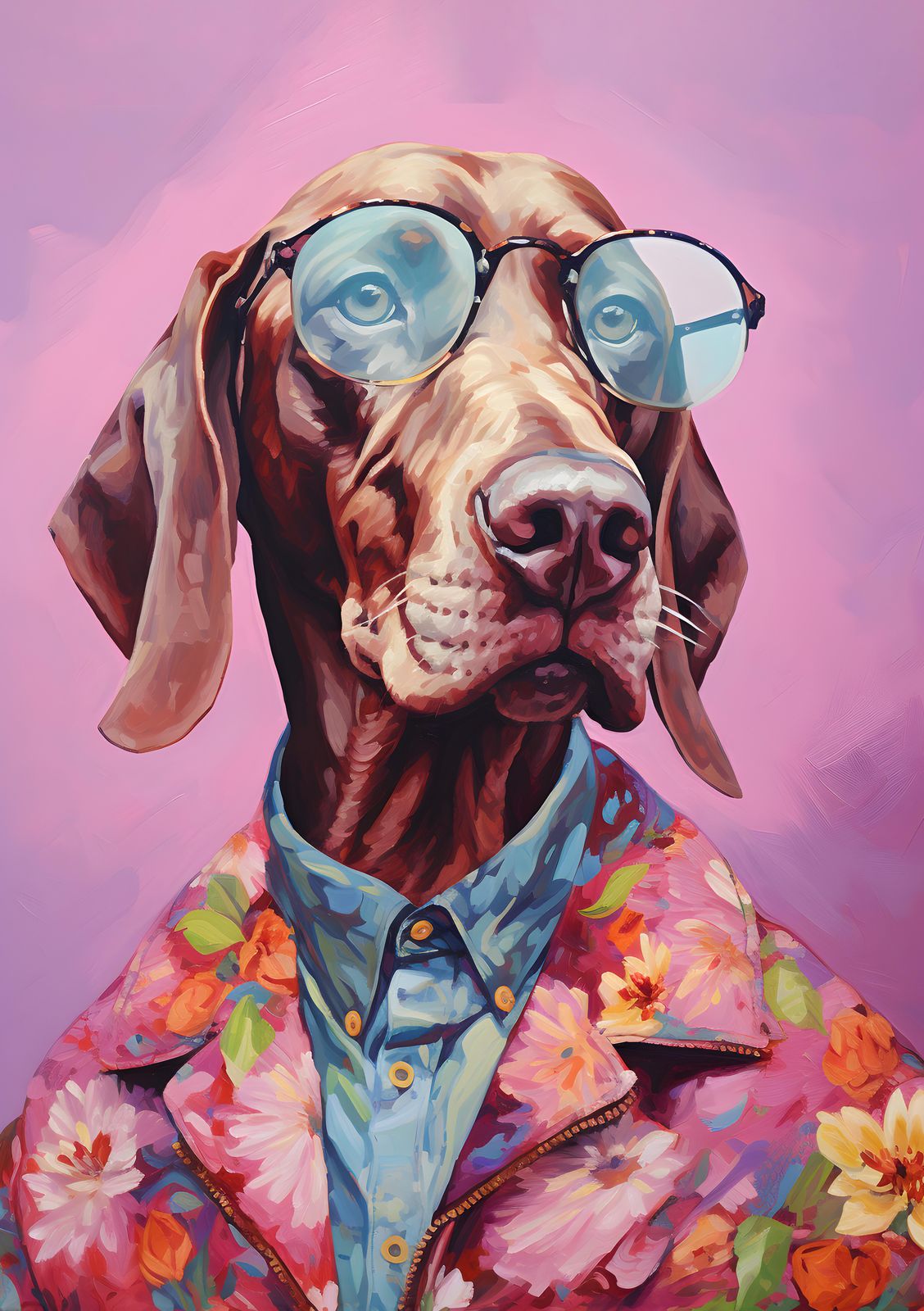 Poster - Stilren Hund med Glasögon