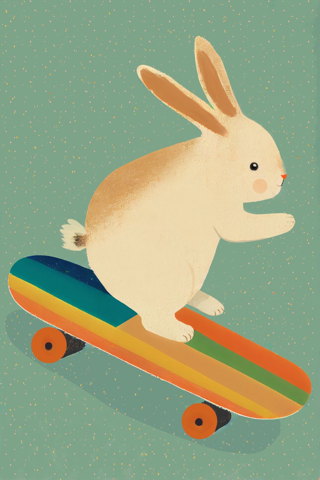 Affisch - Kanin på Skateboard